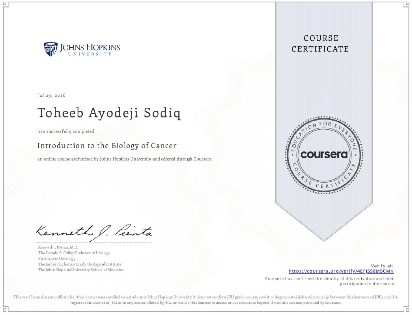 Introduction to the Biology of Cancer